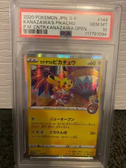 PSA 10 GEM MINT Kanazawa's Pikachu 144/S-P Pokemon Center Promo 2020 Exclusive - Image 1