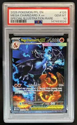 2025 Pokemon PFL Mega Charizard X ex Special Illustration Rare #125/094 PSA 10 - Image 1
