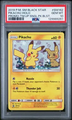2019 POKEMON SM BLACK STAR PROMO #SM162 PIKACHU-HOLO PSA 10 - Image 1