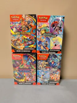 Lot Of 4 Pokemon Tcg Booster Bundle Journey Stellar Phantasmal Mega Evolution - Image 1