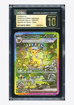 Pokemon CGC 10 PRISTINE Leafeon ex SAR 2024 200/187 SV8a Japanese - Image 1