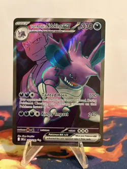 Pokemon TCG Team Rocket's Nidoking EX Ultra Rare Holo Stage 2 216/182 Sv10 - Image 1