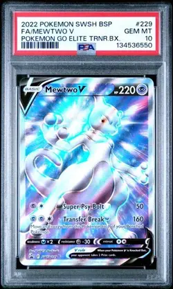 POKEMON CARD 2022 SWSH BLACK STAR PROMO #229 FULL ART/MEWTWO V PSA 10 - Image 1