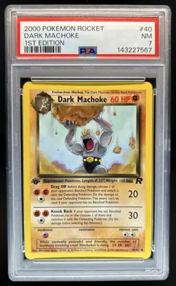 2000 Pokemon Team Rocket First Edition Dark Machoke #40/82 PSA 7 - Image 1