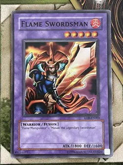 Yu-Gi-Oh! Flame Swordsman Legend of Blue Eyes White Dragon LOB-003 Super Rare - Image 1