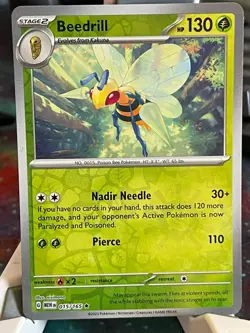 POKEMON BEEDRILL #015/165 RARE REVERSE HOLOFOIL SCARLET & VIOLET 151 NM CARD - Image 1