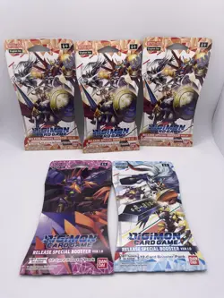 NEW 5 Digimon Card Game Release Special Booster Packs Ver 1.0 English BT01-03 - Image 1