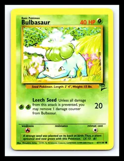 💥 Bulbasaur Non Holo 2000 Pokemon Base Set 2 WOTC Vintage Card # 67/130 - Image 1