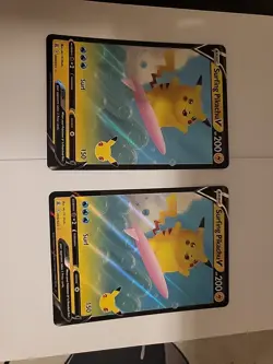 2 Pokemon TCG Surfing Pikachu v Celebrations Holo Ultra Rare Card 008/025 - Image 1