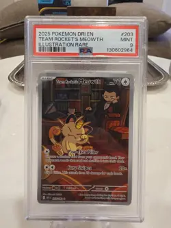 Pokemon TCG Team Rockets Meowth Card 203/182 Destined Rivals PSA 9 - Image 1