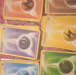 Pokemon Basic Energy Card Lot – Darkness, Water, Lightning, Grass Types - Image 1