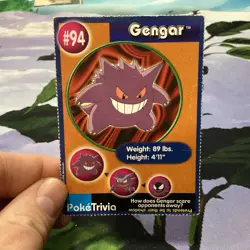 Gengar #94 Burger King PokeTrivia Pokemon Card Perforated - Image 1