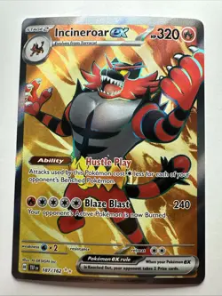 Pokemon TCG Incineroar EX Holo Ultra Rare Card 187/162 Temporal Forces - Image 1