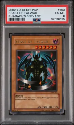 2002 Yu-Gi-Oh! Beast Of Talwar Pharaoh’s Servant PSV Ultra Rare PSA 6 - Image 1