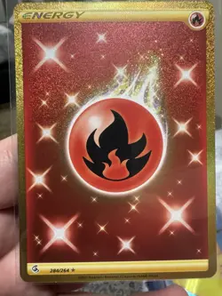 Pokemon Card TCG - Fire Energy 284/264 Fusion Strike Gold Secret Rare Holo NM/M - Image 1