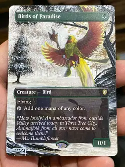 Birds of Paradise Bloomburrow Commander Hand Painted Altered Winter Art Tentz - Image 2