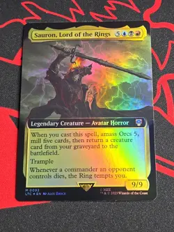 Sauron, Lord of the Rings Extended Art Foil MTG Lord of the Rings Borderless NM - Image 1