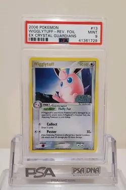 Pokemon PSA 9 MINT Wigglytuff 13/100 EX Crystal Guardians Reverse Holofoil 2006 - Image 1