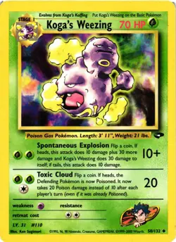 Pokemon TCG Koga's Weezing 50/132 Gym Challenge Uncommon Unlimited LP - Image 1