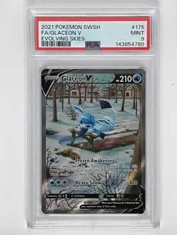 2021 Pokemon SWSH Evolving Skies Glaceon V Alternate Art 175/203 PSA 9 - Image 1