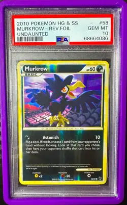 Murkrow 58/90 Undaunted Reverse Holo Pokemon 2010 POP 1 PSA 10 - Image 1