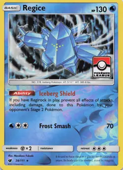 Regice - (Pokemon League Stamp) Promo Reverse Holo Championship Cards 28/111 NM - Image 1