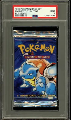 Pokemon 1999 Vintage WOTC Base Set Blastoise Sealed Booster Pack PSA 9 - Image 1