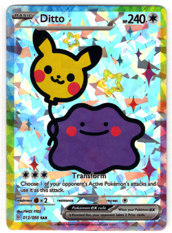 POKEMON - CHINESE DERP * DITTO PIKACHU BALOON - CRACKED ICE FOIL HOLO - Image 1
