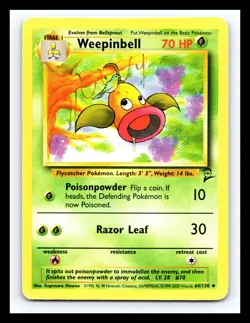 💥 WEEPINBELL Non Holo 2000 Pokemon Base Set 2 WOTC Vintage Card # 64/130 - Image 1