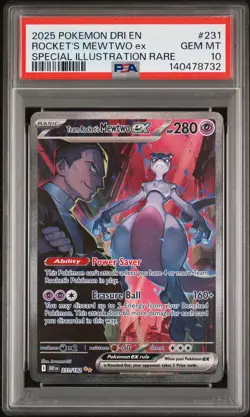 2025 POKEMON DRI EN-DESTINED RIVALS #231 TEAM ROCKET'S MEWTWO EX PSA 10 - Image 1
