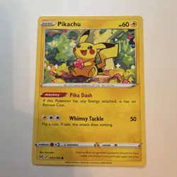 Pokemon Pikachu 052/196 Swsh11: Lost Origin Regular Basic 60HP Common Whimsy Ta… - Image 1