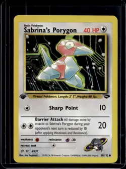 2000 Pokemon Gym Challenge 1st Edition Sabrina's Porygon #98/132 - Image 1