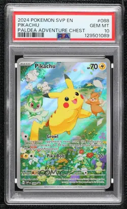 Pikachu (Paldea Adventure Chest) Holo Pokemon Scarlet & Violet Black Star PSA 10 - Image 1