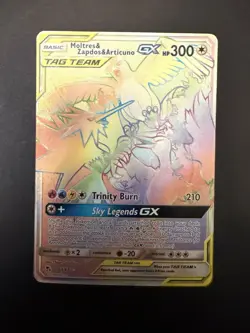 Pokemon TCG Moltres Zapdos Articuno GX Rainbow Secret-Rare Hidden Fates - Image 1