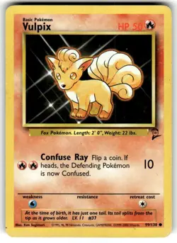 VULPIX 99/130 Common Base Set 2 WOTC 2000 Pokemon - HP - Image 1