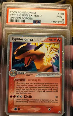 2005 POKEMON EX UNSEEN FORCES #110 TYPHLOSION EX-HOLO PSA 9 MINT - Image 1