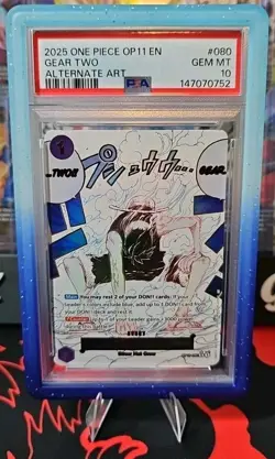 One Piece Gear Two (Alternate Art) OP11-080 A Fist of Divine Speed Foil PSA 10 - Image 1