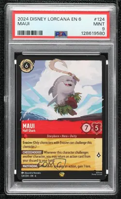 2024 Disney Lorcana - Azurite Sea 6 Maui Half-Shark #124 PSA 9 MINT - Image 1