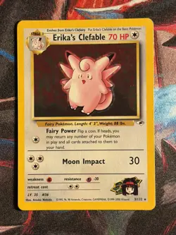 Pokemon TCG Erika's Clefable Gym Heroes Holo Rare Card 3/132 NM - Image 1