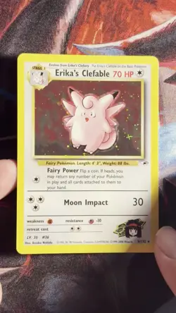 Pokemon TCG Erika's Clefable Gym Heroes Holo Rare Card 3/132 NM - Image 2
