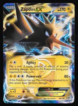 Zapdos EX (Team Plasma) 48/135 Plasma Storm Ultra Rare 2012 Pokemon Card LP - Image 1