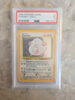 Pokemon 2000 Base Set Chansey Holo Rare Card 3/102 PSA EX 5 - Image 1
