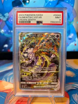 PSA 9 Mewtwo VSTAR GG44/GG70 Crown Zenith Pokemon Card - Image 1