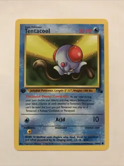Tentacool 1st Edition 56/62 Common Fossil WOTC Vintage Pokemon Card - Image 1