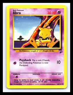 💥 ABRA Non Holo 2000 Pokemon Base Set 2 WOTC Vintage Card # 65/130 - Image 1