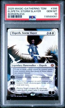 2025 MTG DRAGONSTORM #398 ELSPETH, STORM SLAYER BORDERLESS PSA 10 - Image 1