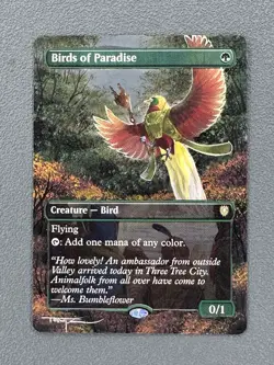 Birds of Paradise Bloomburrow Commander Hand Painted Autumn Altered Art Tentz - Image 1