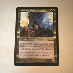 WOTC MtG Meddling Mage Planeshift Creature Wizard Rare White Blue 2001 #116 Eng… - Image 1