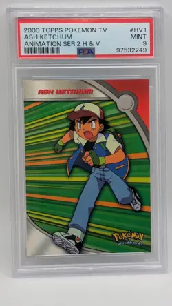 2000 Pokemon Topps Series 2 H&V Ash Ketchum Blue Logo #HV1 PSA 9 MINT! - Image 1