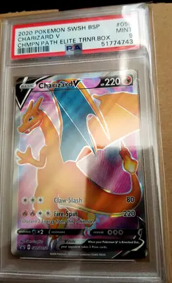 2020 Pokemon SWSH Champion's Path ETB Promo 050 FA Charizard V PSA 9 MINT - Image 1